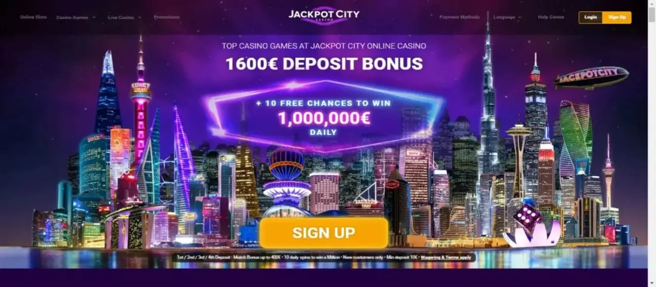 Jackpot City homepage Jackpot City homepage screenshot