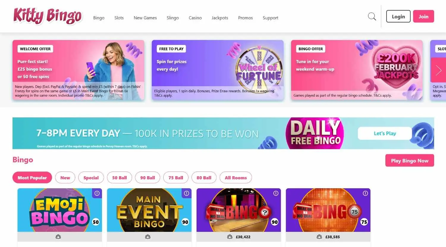 Kitty Bingo Homepage 2026-06 Kitty Bingo UK homepage