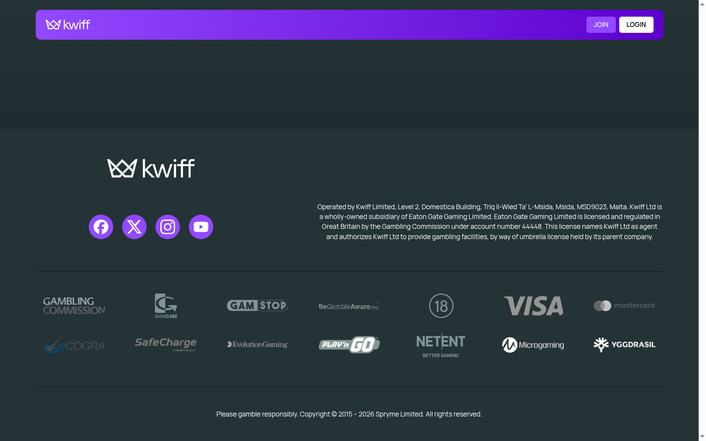 Kwiff Slots homepage screenshot Kwiff Slots homepage screenshot