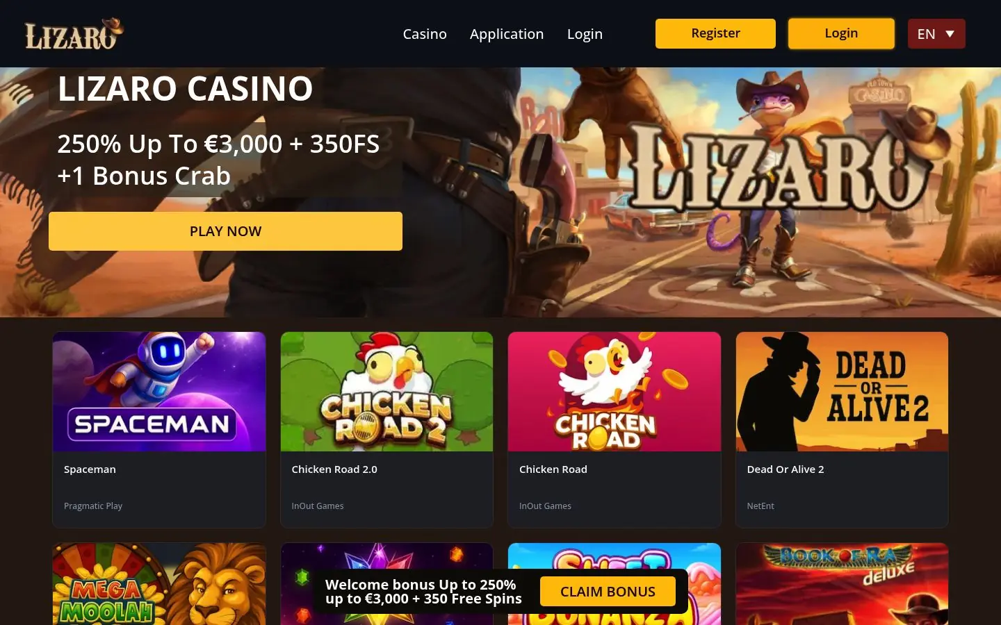 Lizaro homepage screenshot