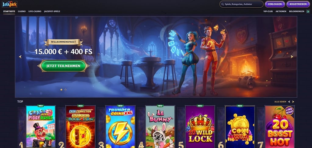 LolaJack casino homepage