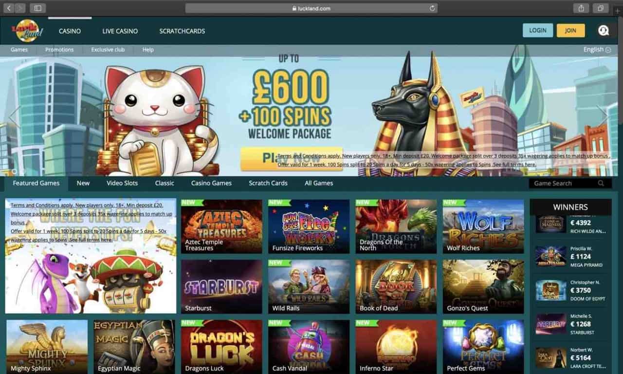 Luckland historical homepage screenshot