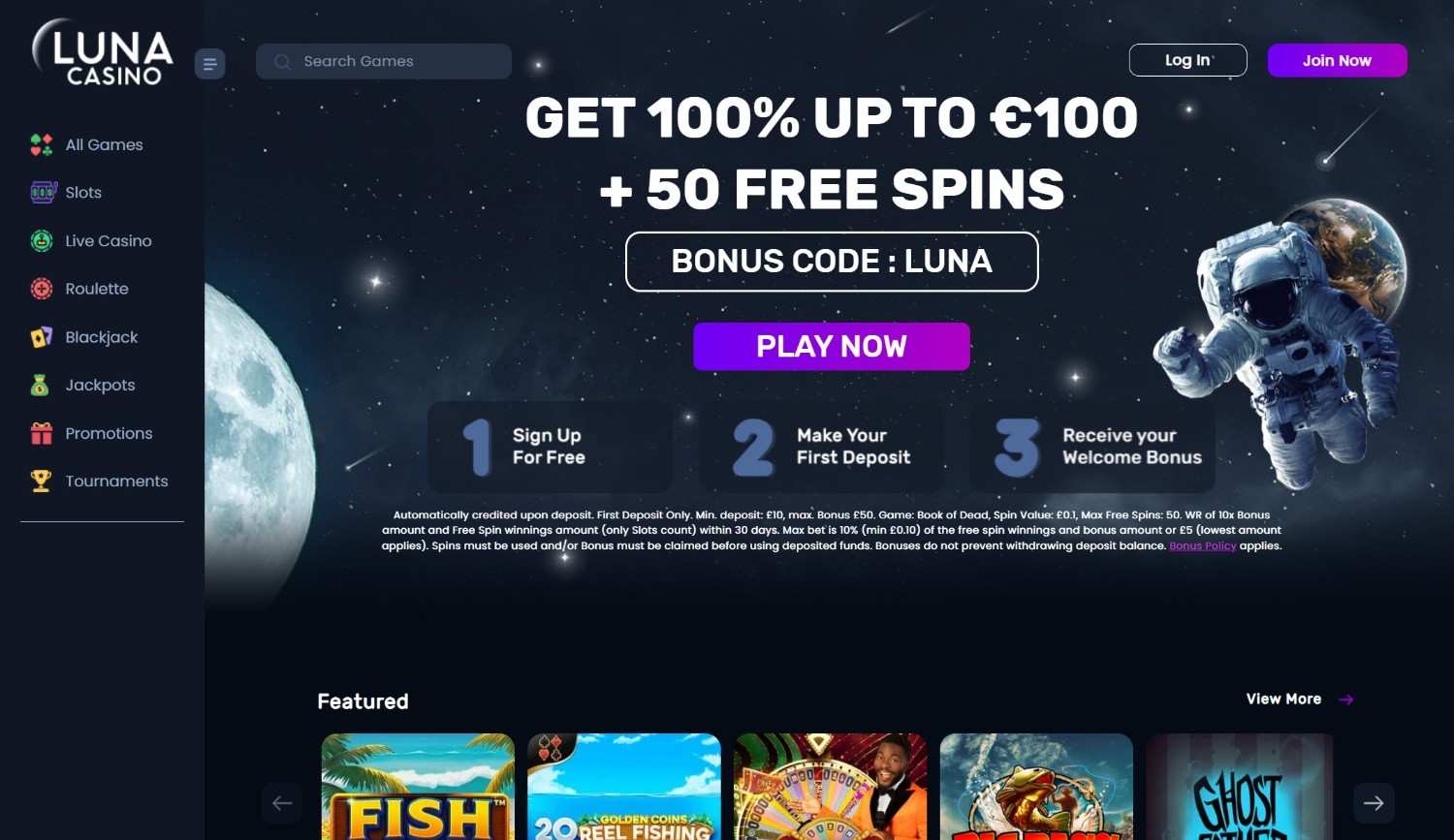 Luna Casino Homepage 2026-06 Luna Casino UK homepage