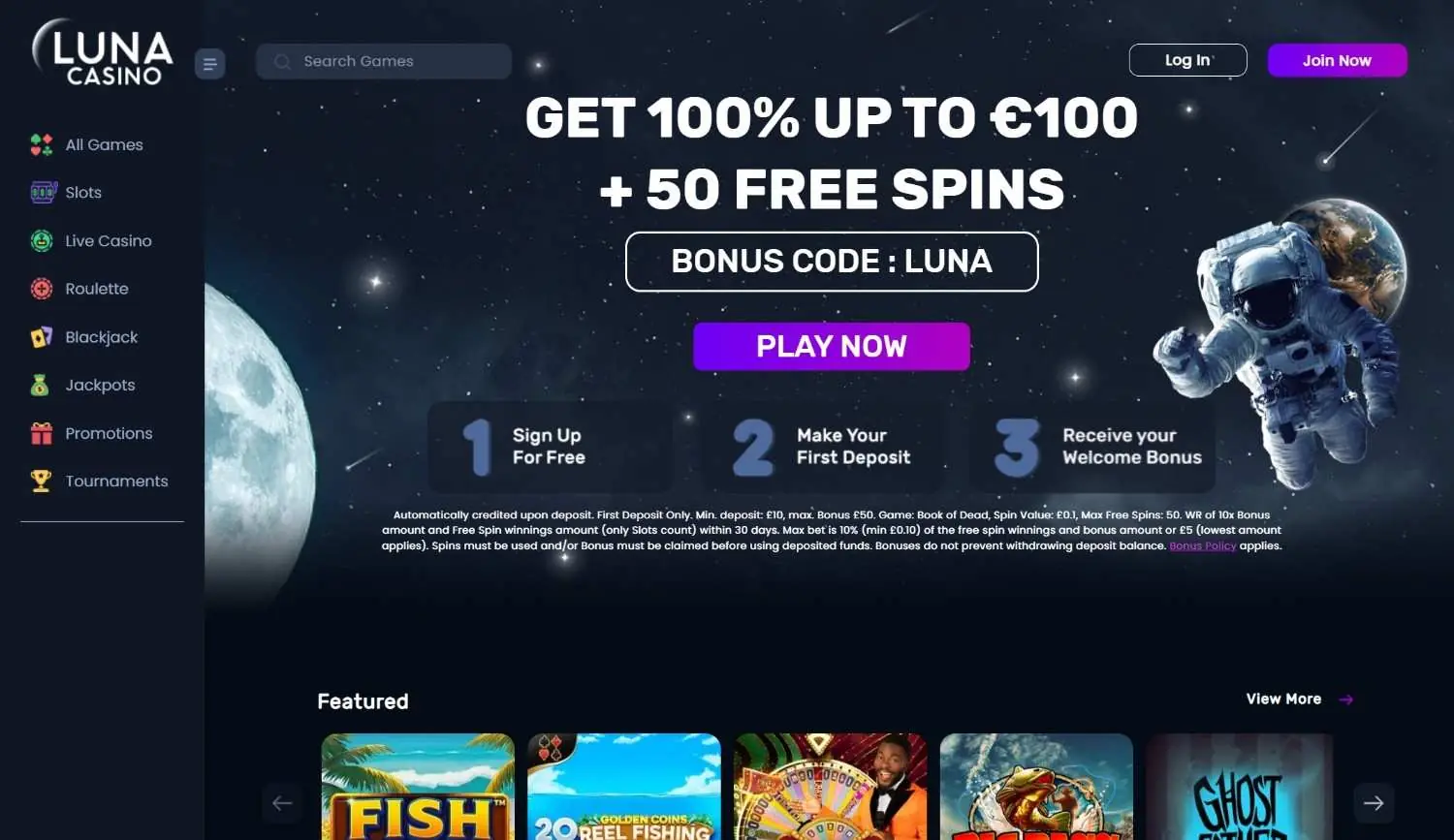 Luna Casino Homepage 2026-06 Luna Casino UK homepage