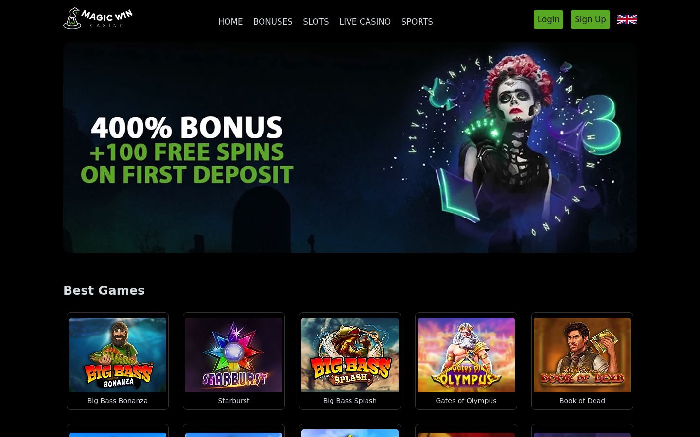 Magic Win Casino homepage screenshot