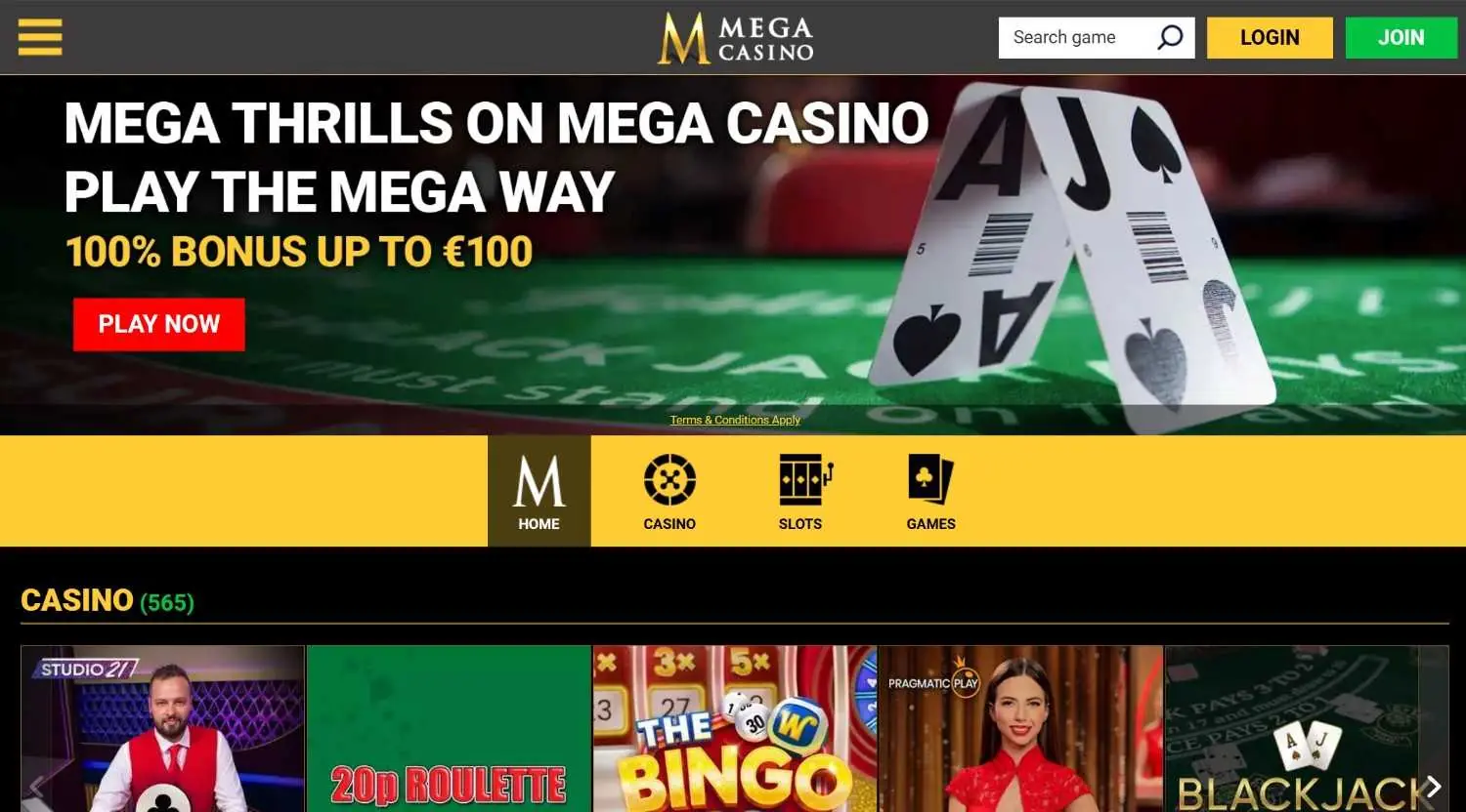 Mega Casino Homepage Mega Casino homepage