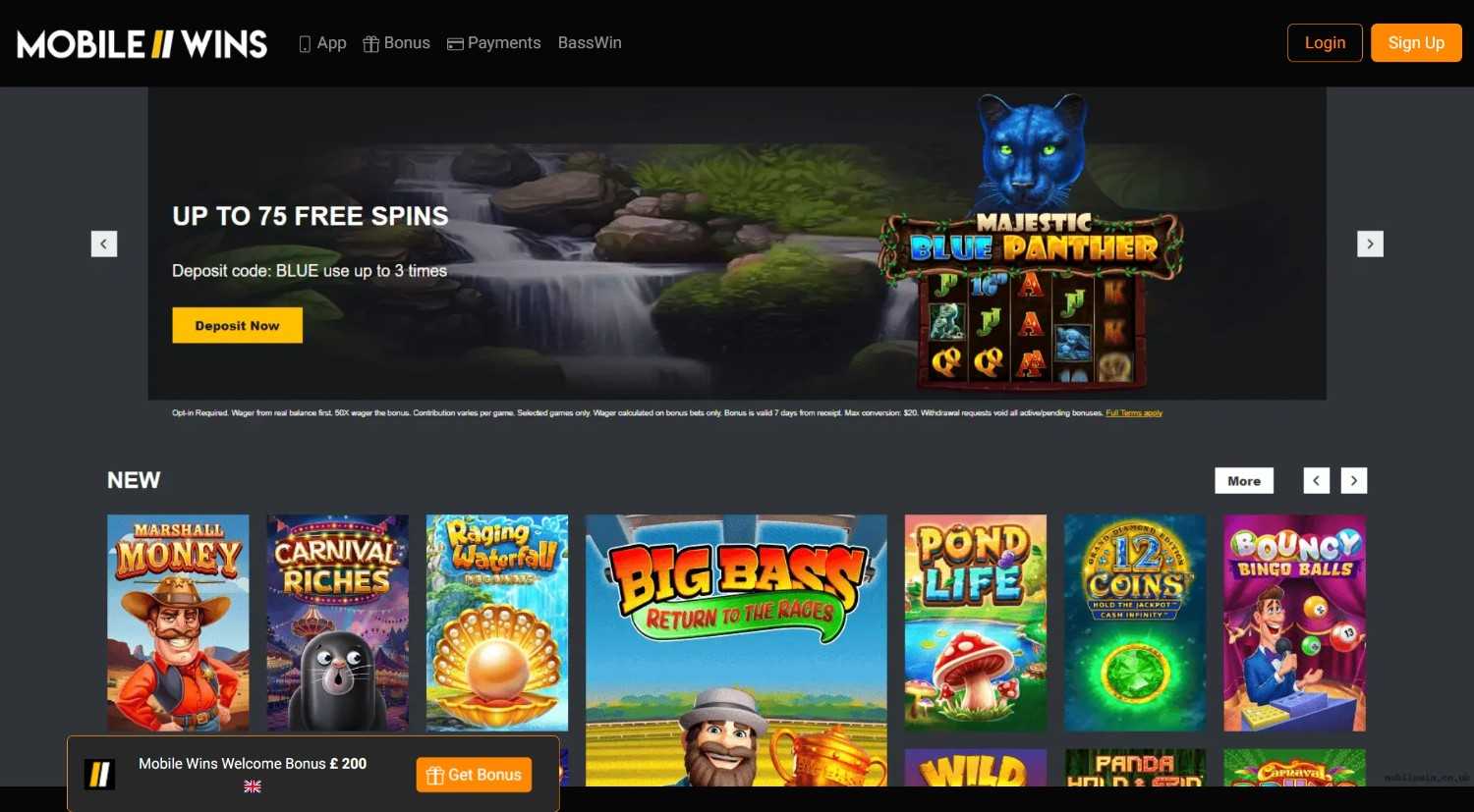 Mobile Wins Homepage Mobile Wins casino homepage