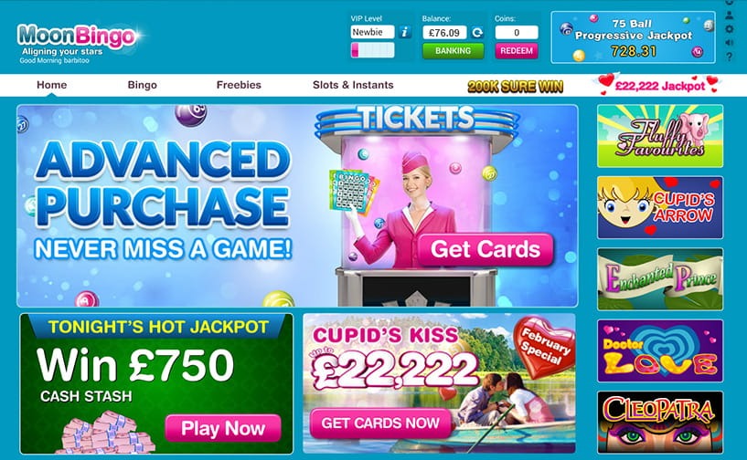 Moon Bingo Homepage Moon Bingo UK homepage screenshot June 2026