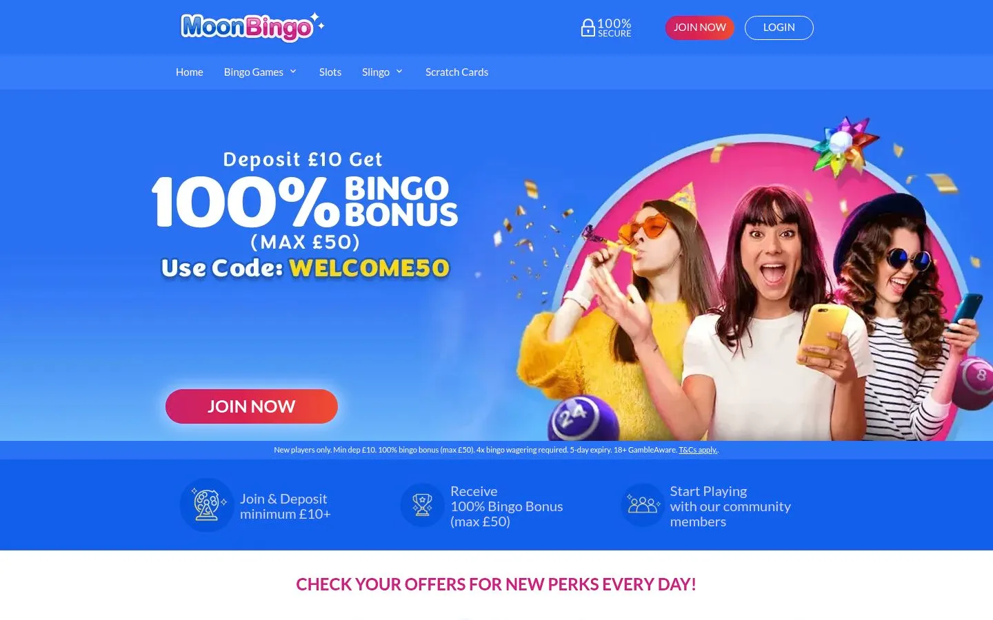 Moon Bingo homepage screenshot