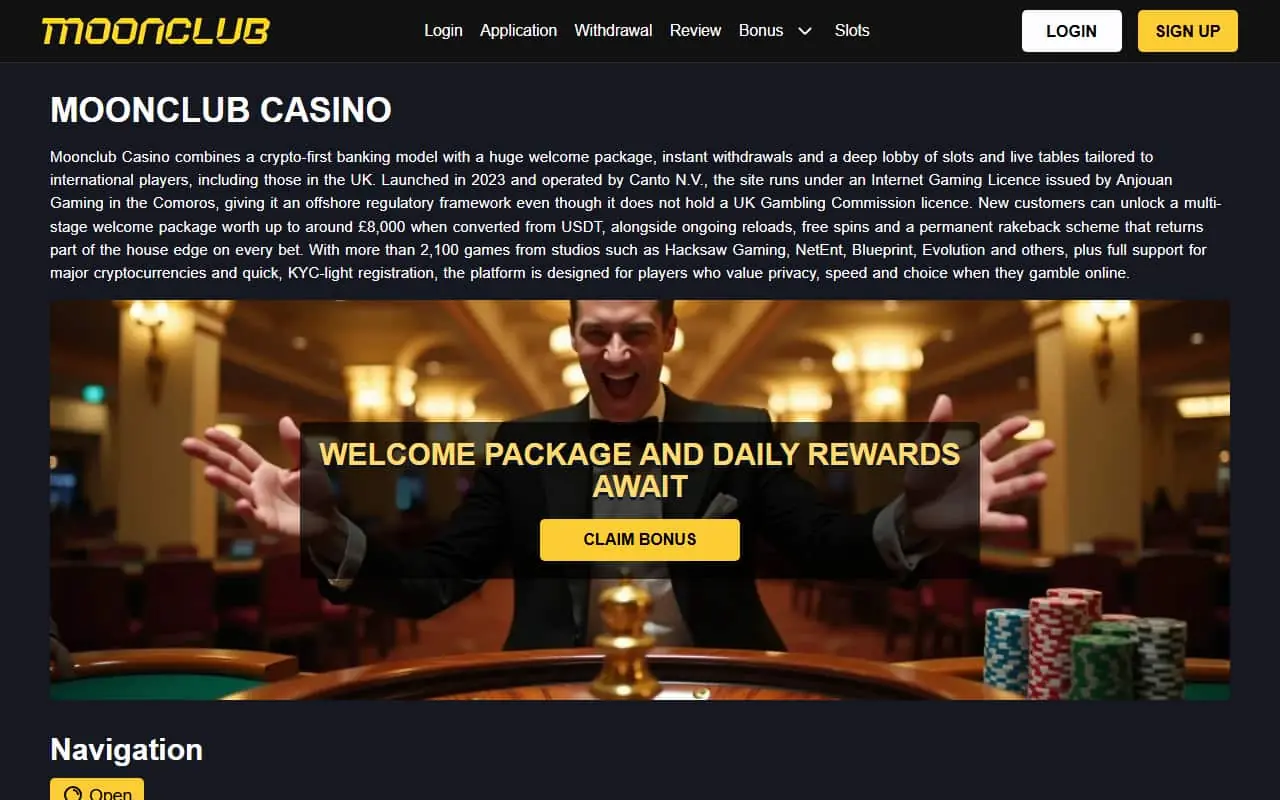 MoonClub homepage screenshot
