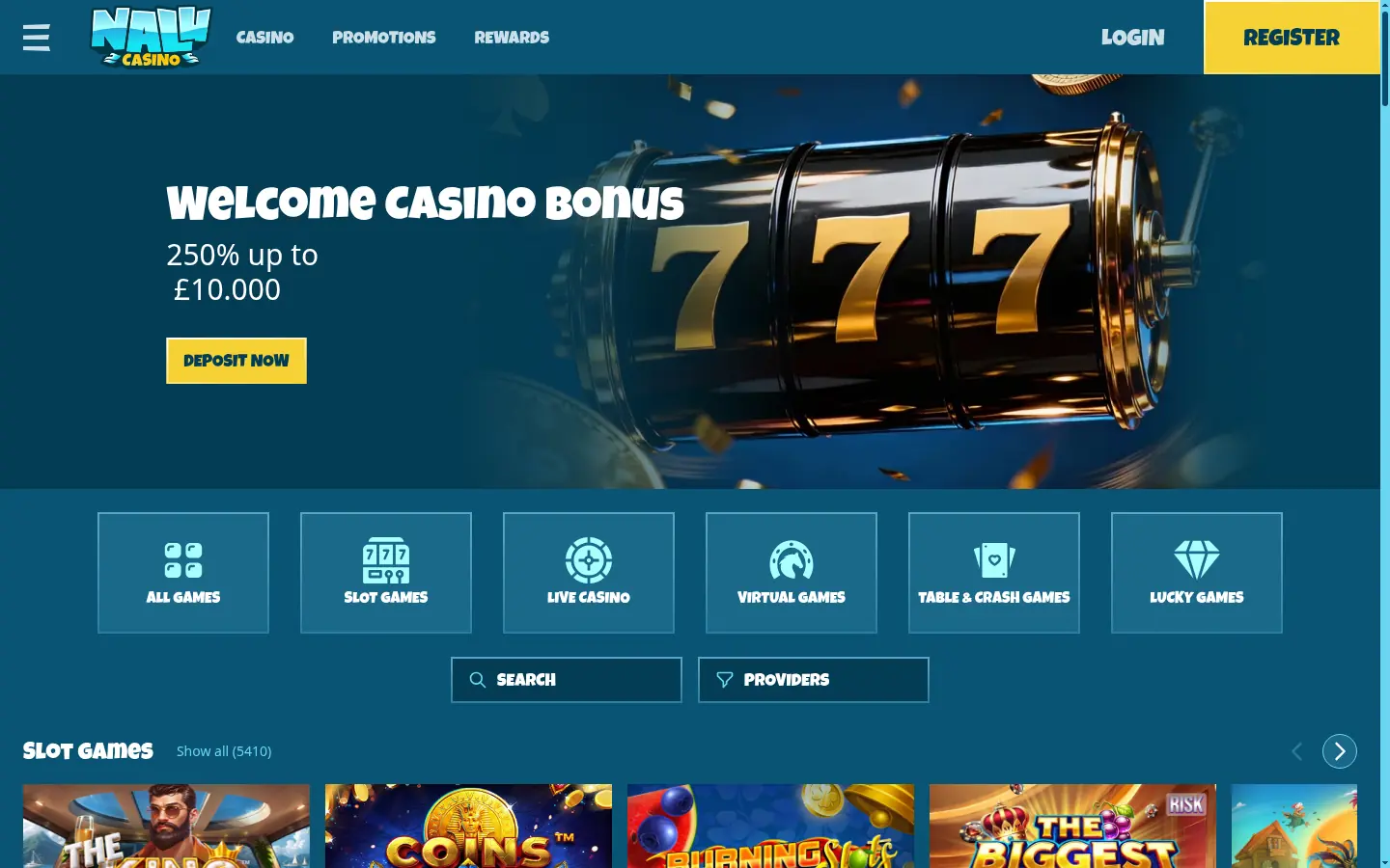 Nalu Casino homepage screenshot