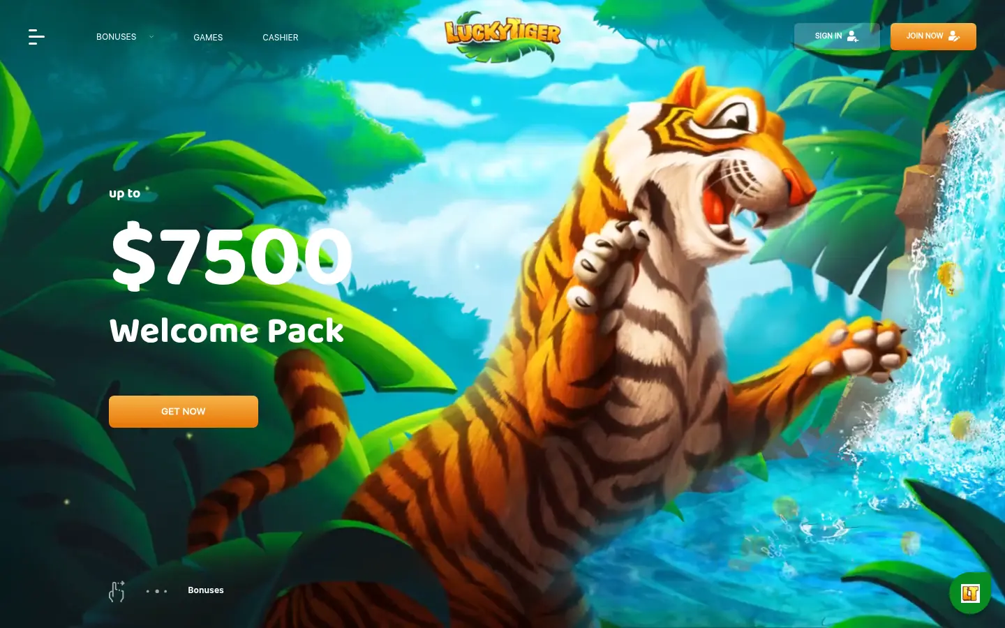 Lucky Tiger Casino homepage screenshot