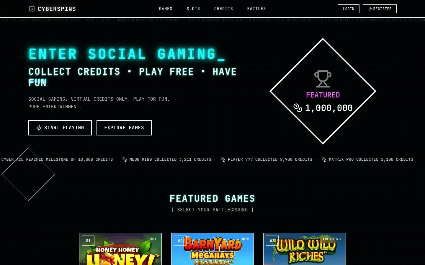 The Cyberspins homepage screenshot