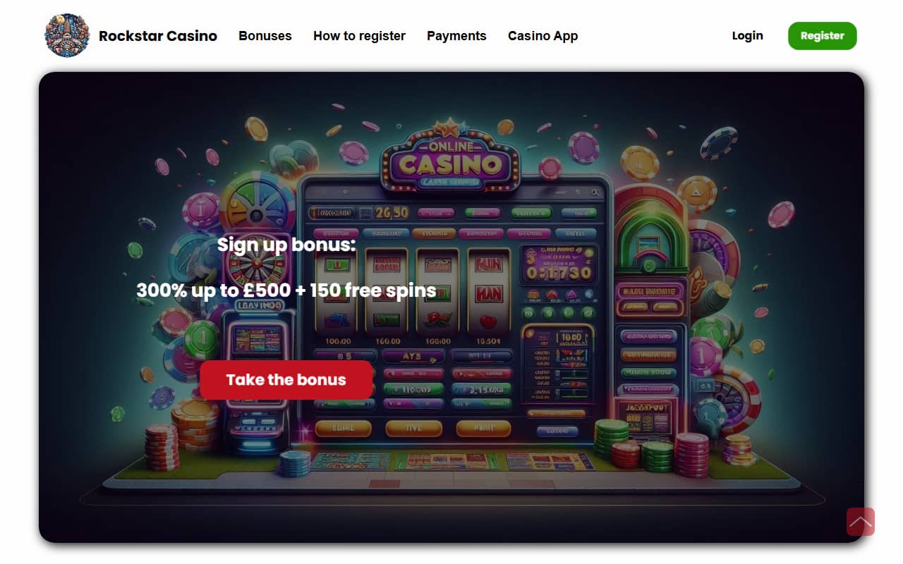 Rockstar Casino homepage screenshot