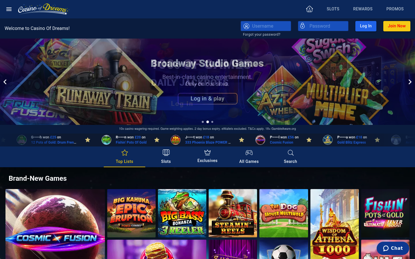 Casino of Dreams homepage screenshot
