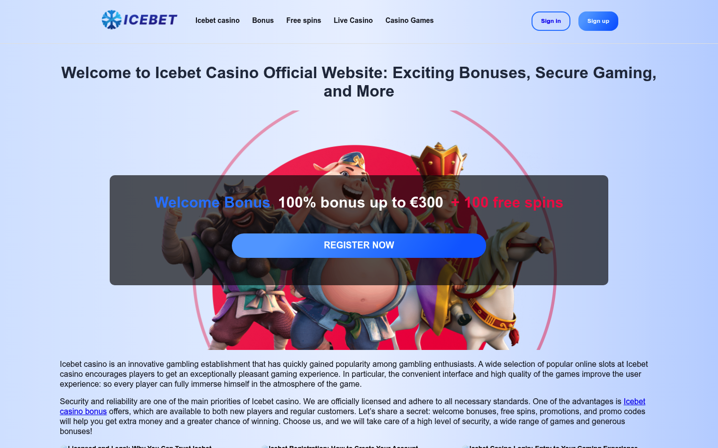 IceBet homepage screenshot