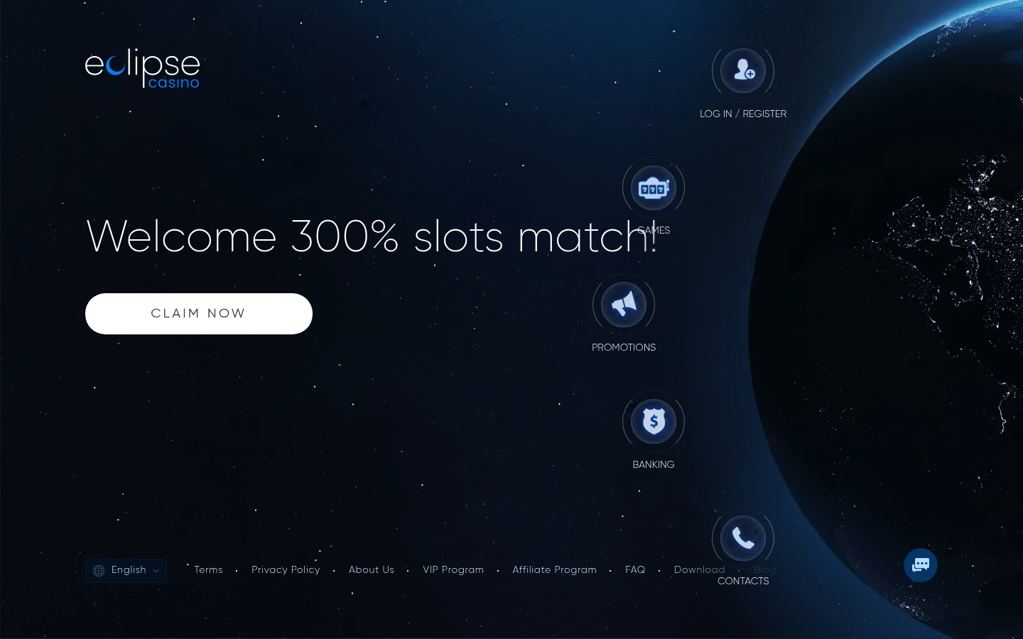 Eclipse Casino homepage screenshot