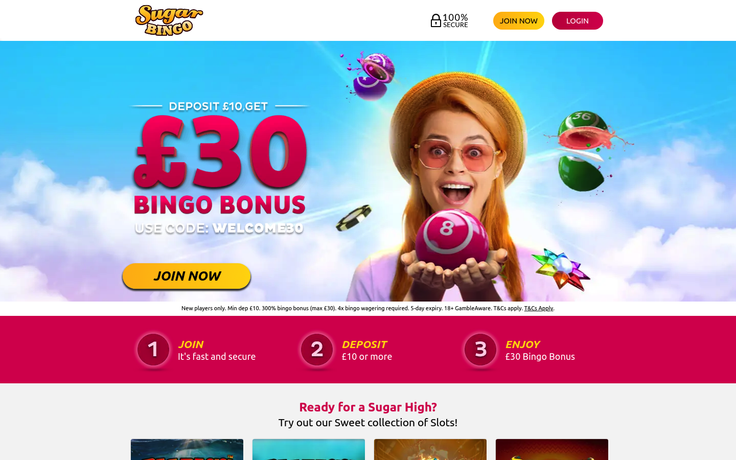 Sugar Bingo homepage screenshot