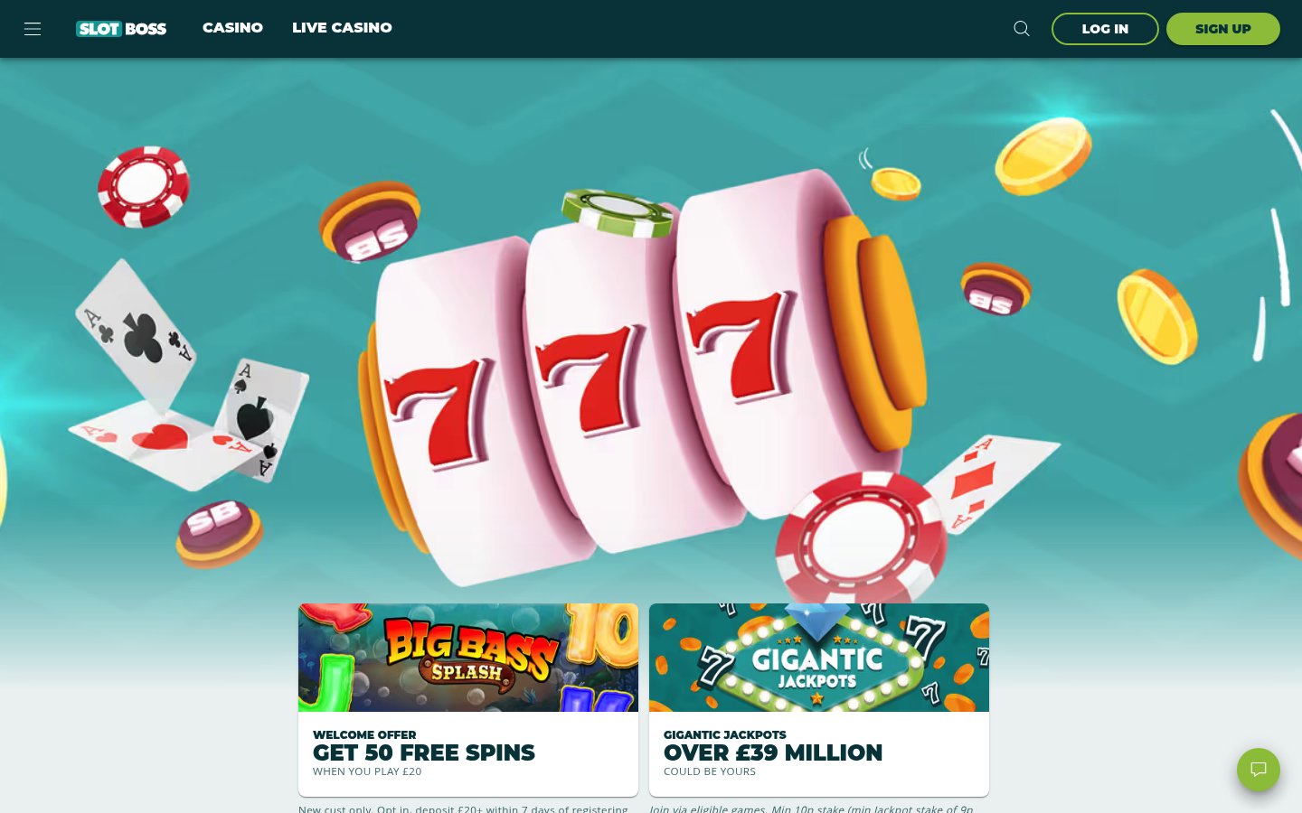 Slot Boss homepage screenshot Slot Boss homepage screenshot