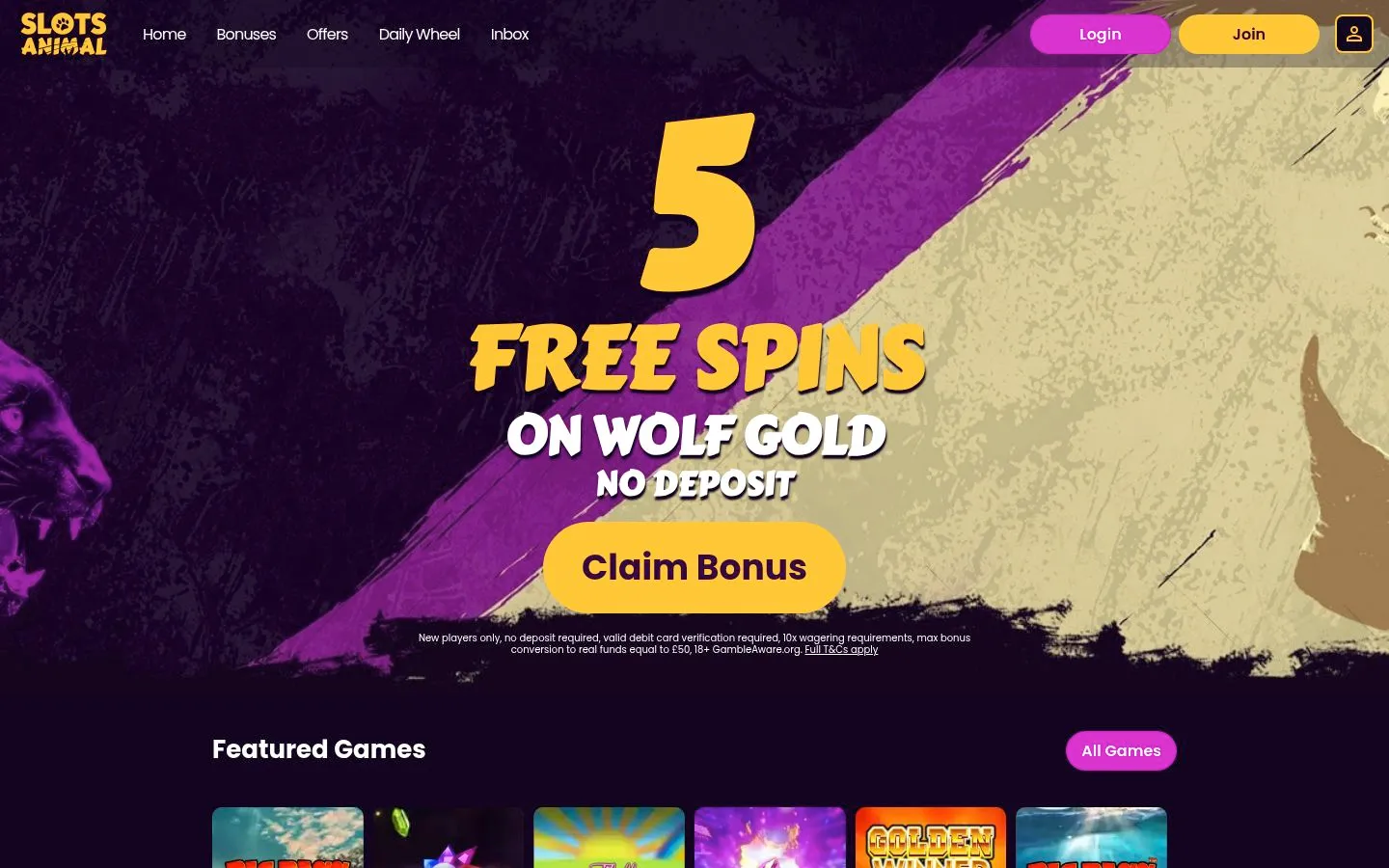 Slots Animal homepage screenshot