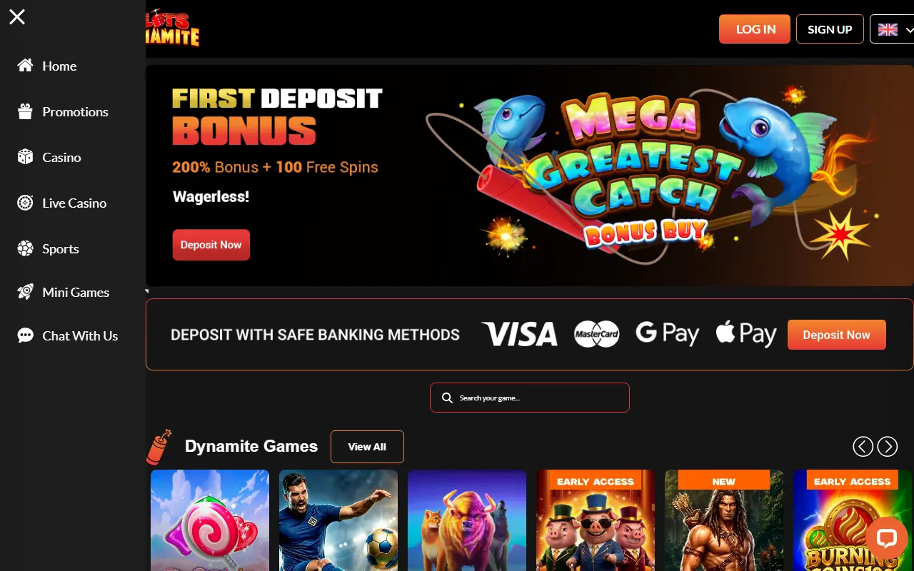 SlotsDynamite Homepage 2026-06 SlotsDynamite casino homepage screenshot