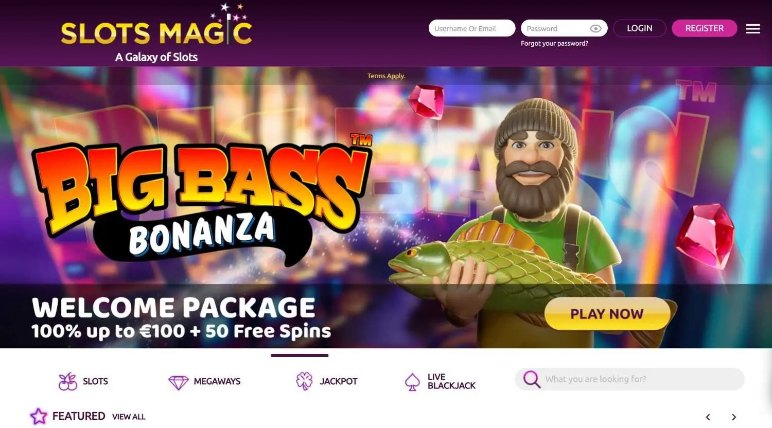 SlotsMagic Homepage SlotsMagic Casino UK homepage screenshot June 2026