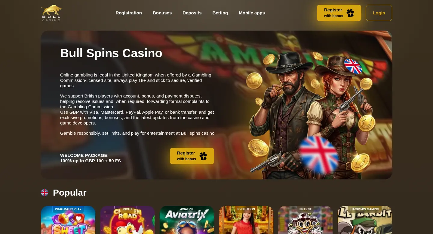 BullSpins homepage screenshot BullSpins homepage screenshot