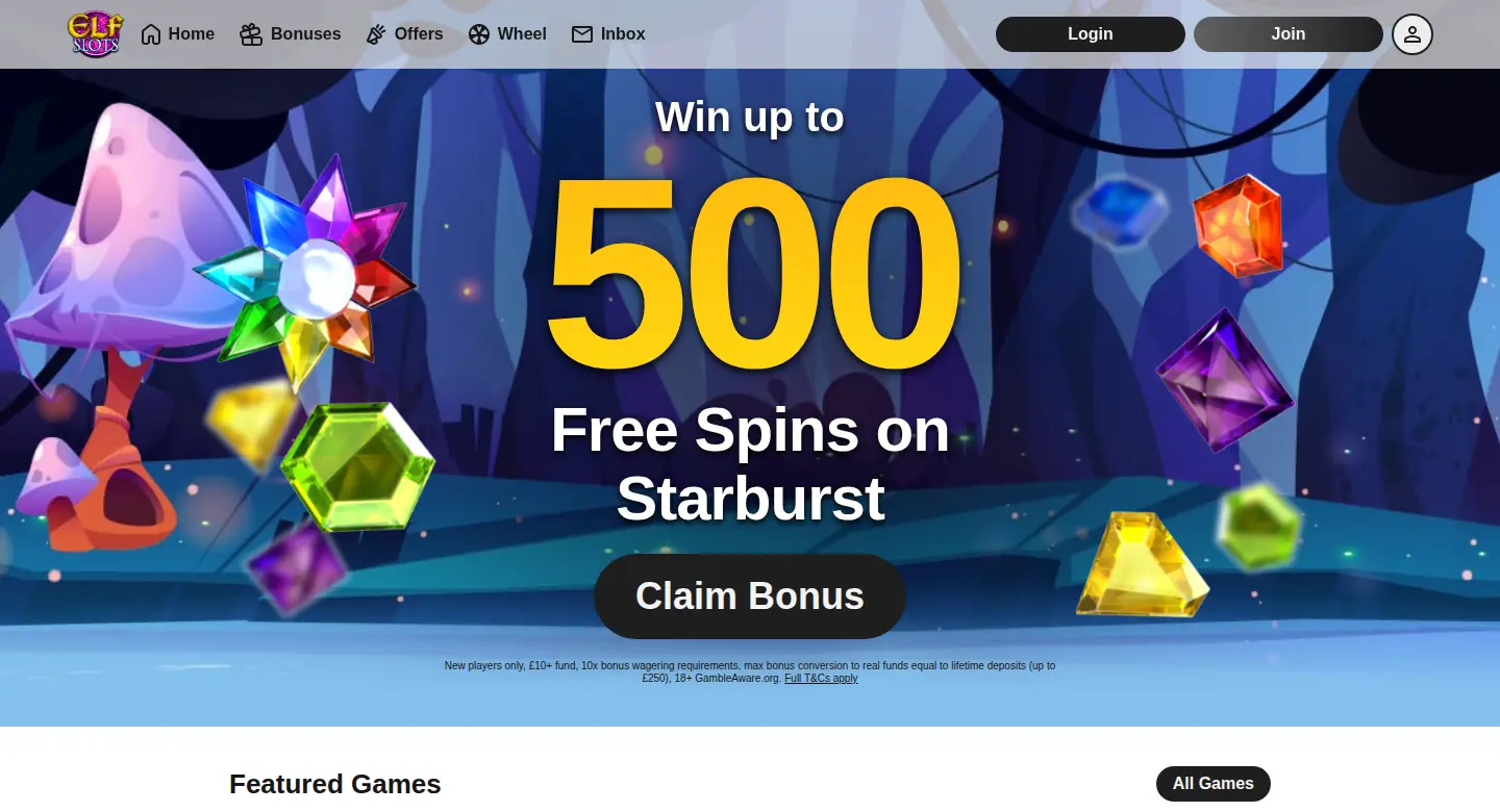 Elf Slots homepage screenshot Elf Slots homepage screenshot