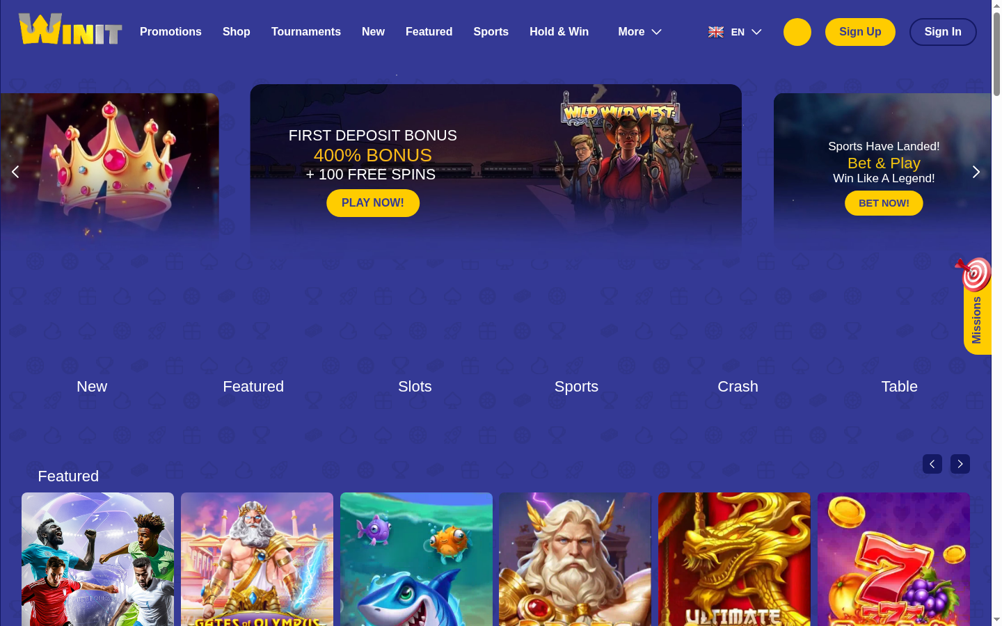 Winit Bet homepage screenshot Winit Bet homepage screenshot