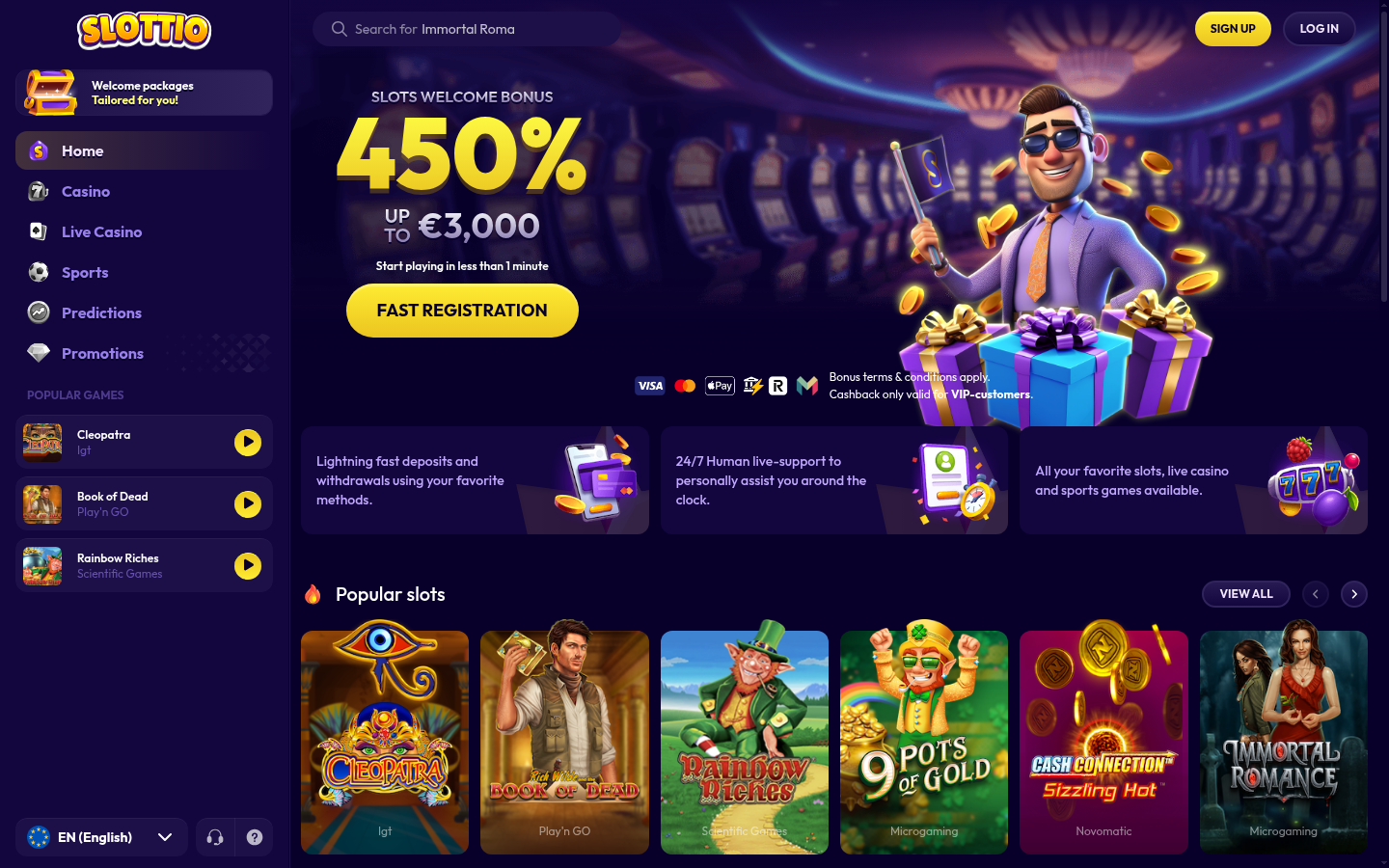Slottio homepage screenshot