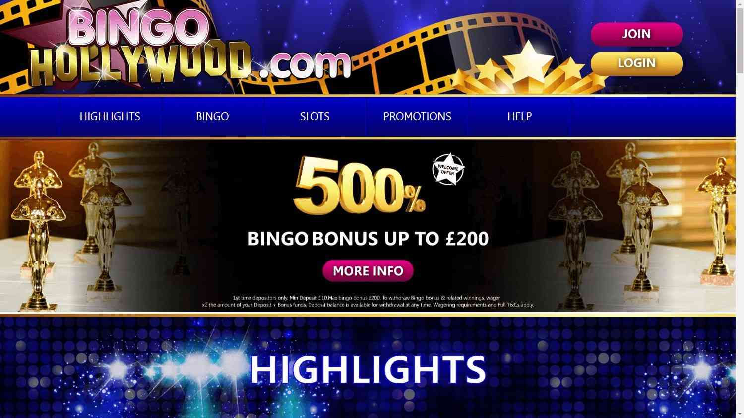 Bingo Hollywood Homepage Bingo Hollywood homepage