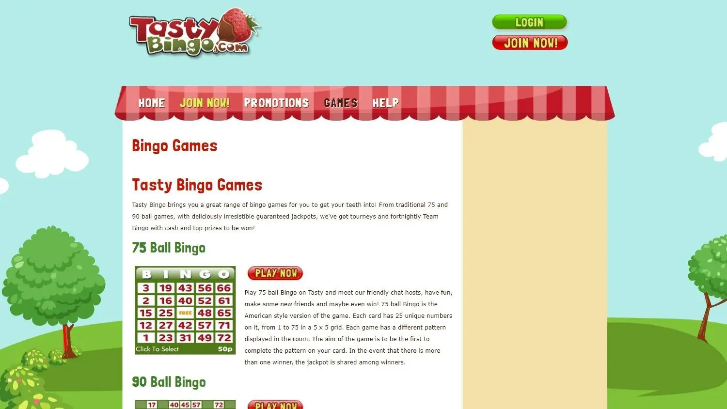 Tasty Bingo Homepage Tasty Bingo homepage