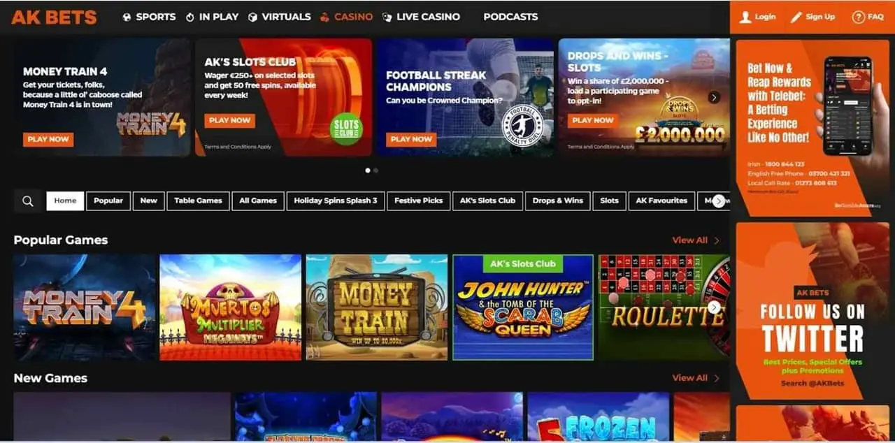 AK Bets Homepage AK Bets homepage screenshot