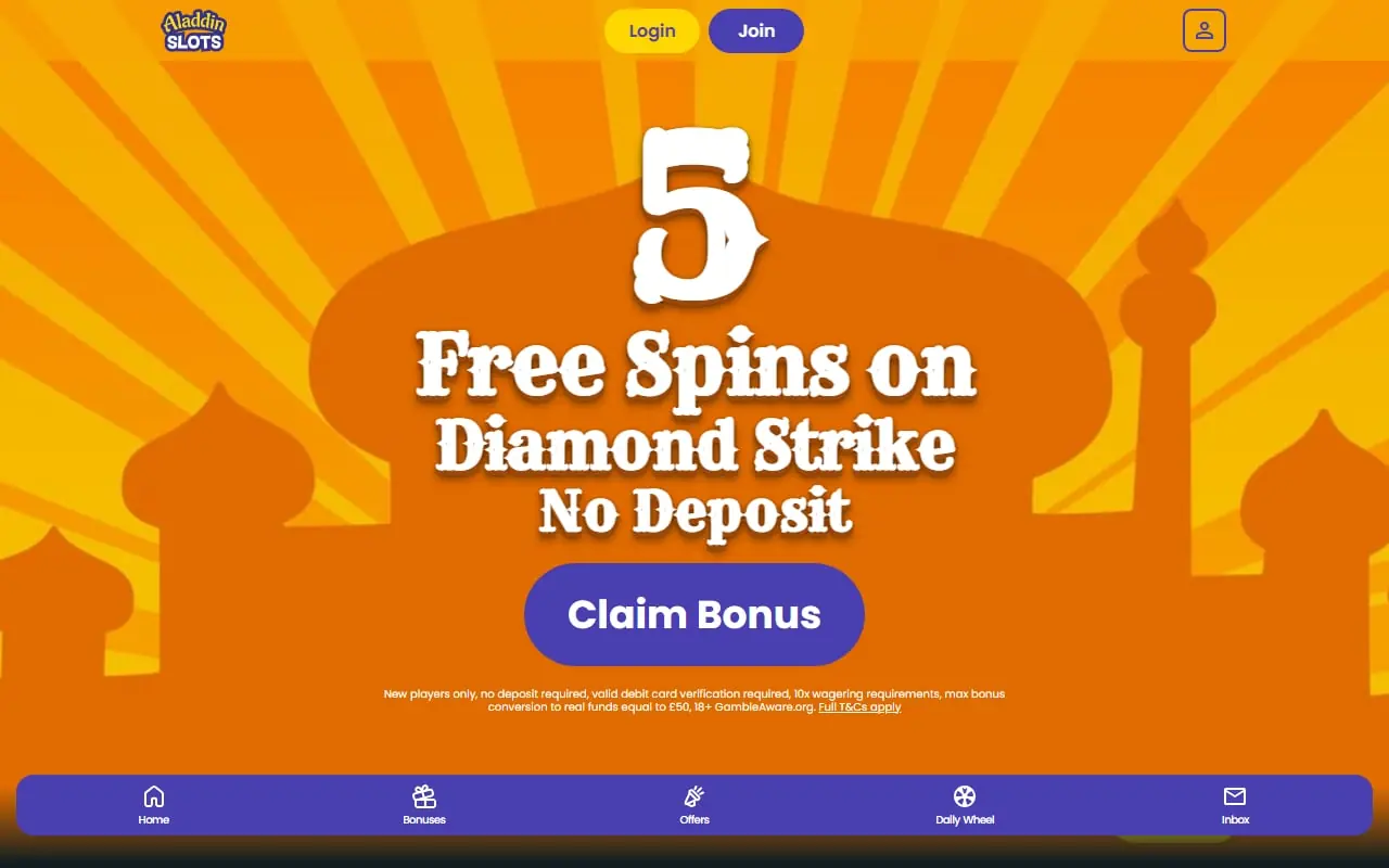 Aladdin Slots homepage Aladdin Slots homepage screenshot