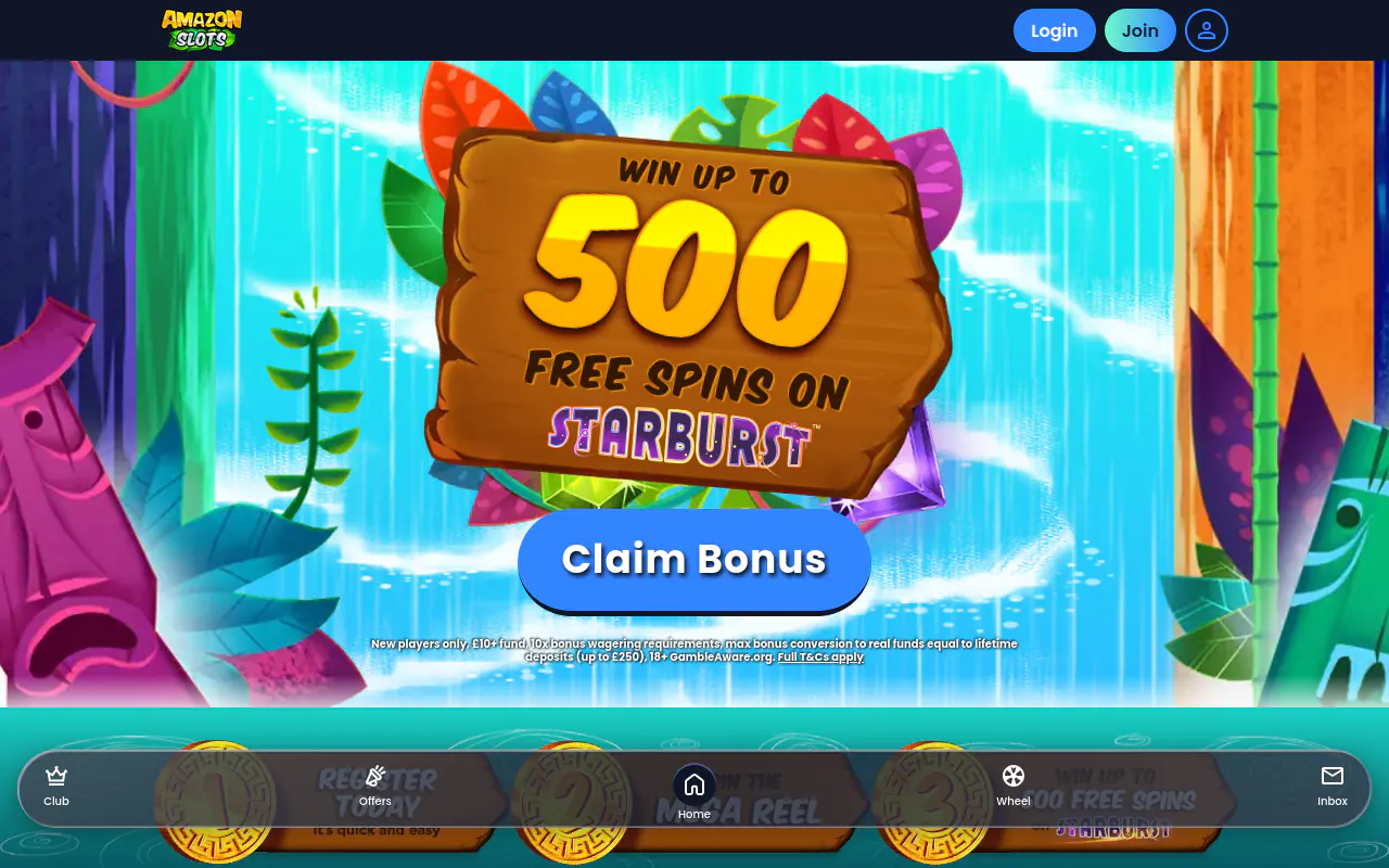 Amazon Slots homepage screenshot