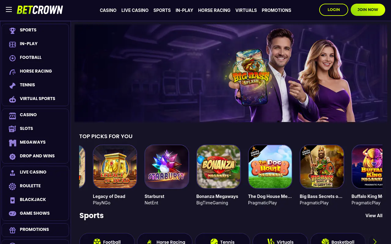 Betcrown homepage screenshot
