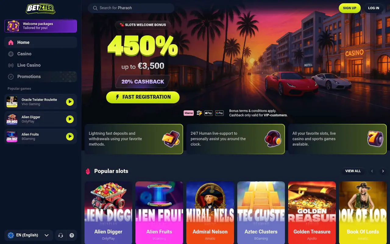 Betzter homepage screenshot