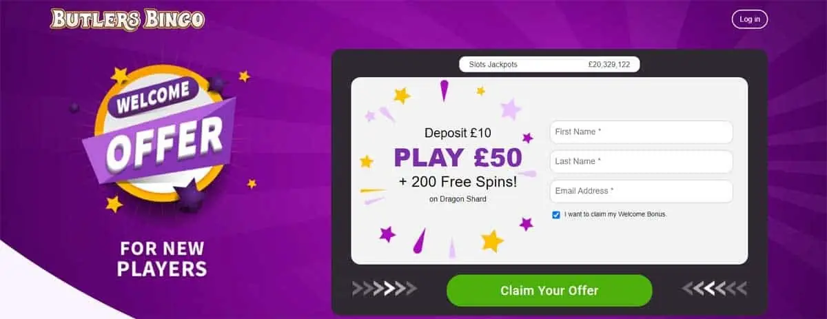 Butlers Bingo Homepage Butlers Bingo homepage