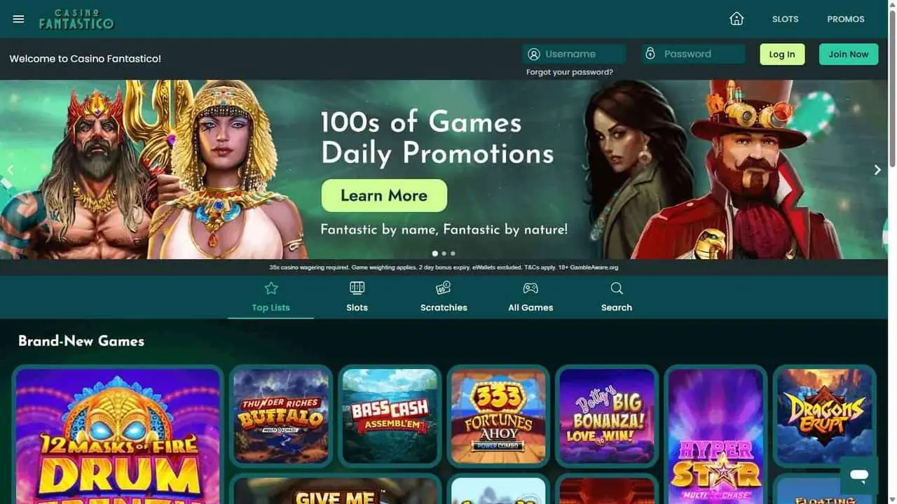 Casino Fantastico Homepage Casino Fantastico homepage screenshot