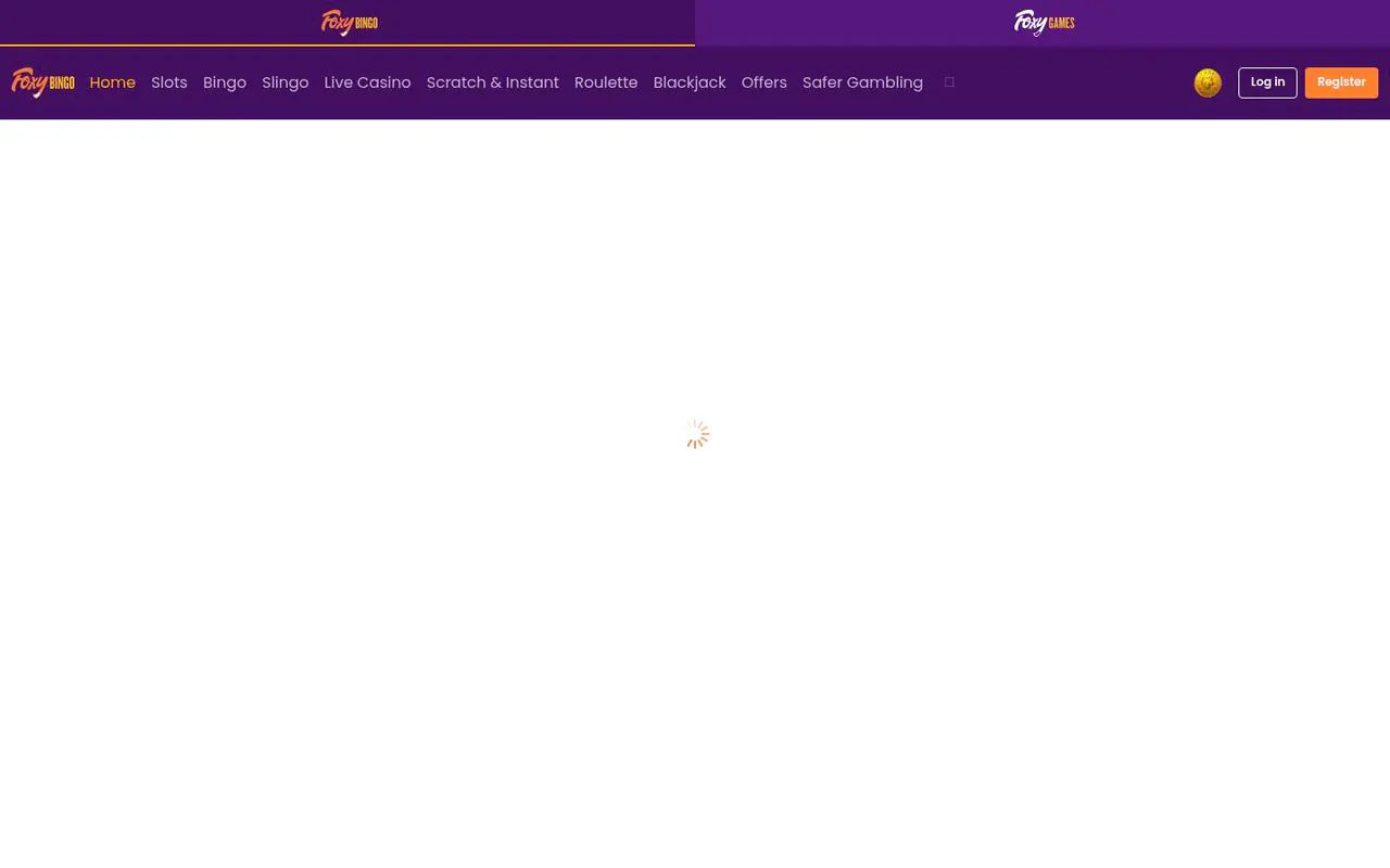 Foxy Bingo homepage screenshot