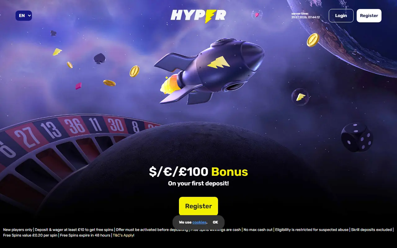 Hyper Casino Homepage Hyper Casino homepage