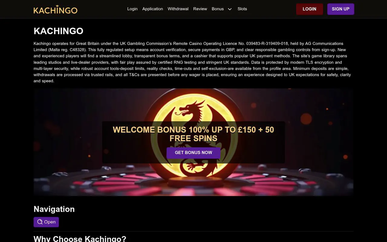 Kachingo homepage screenshot
