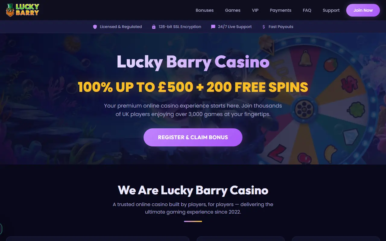 Lucky Barry Homepage Lucky Barry casino homepage screenshot