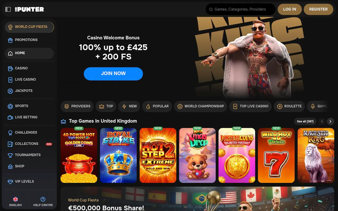 Mr Punter homepage screenshot
