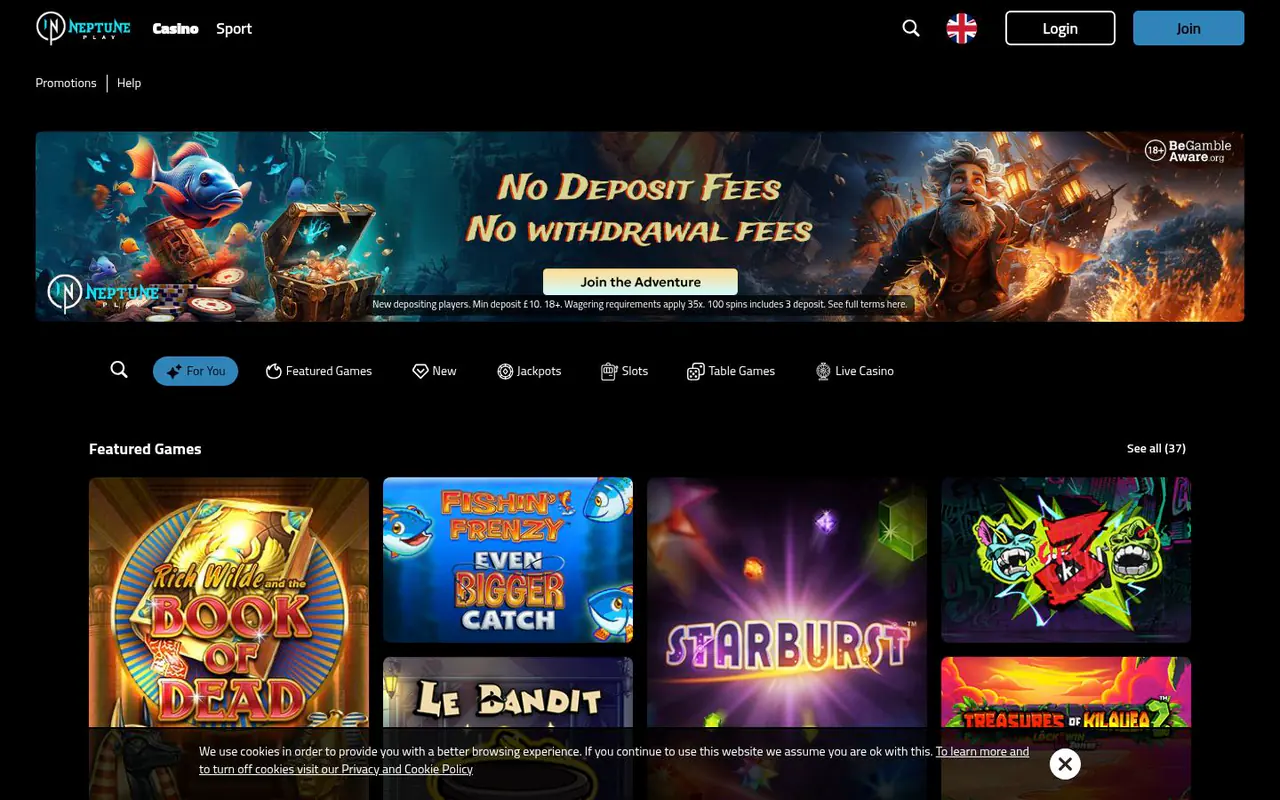 NeptunePlay homepage screenshot