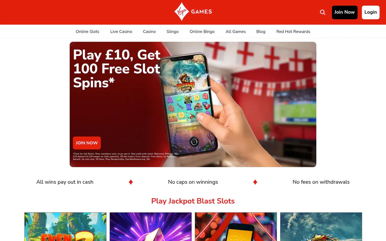 Virgin Games homepage screenshot