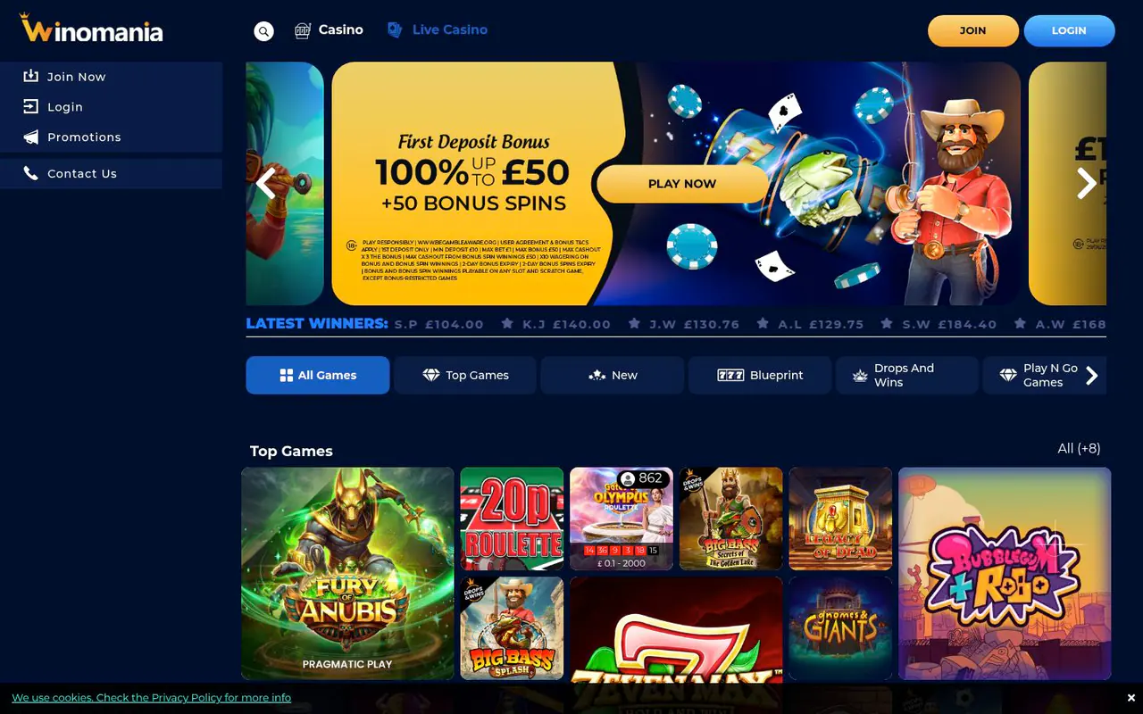 Winomania homepage screenshot