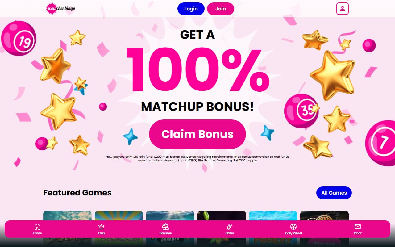 Wowcher Bingo homepage Wowcher Bingo homepage screenshot