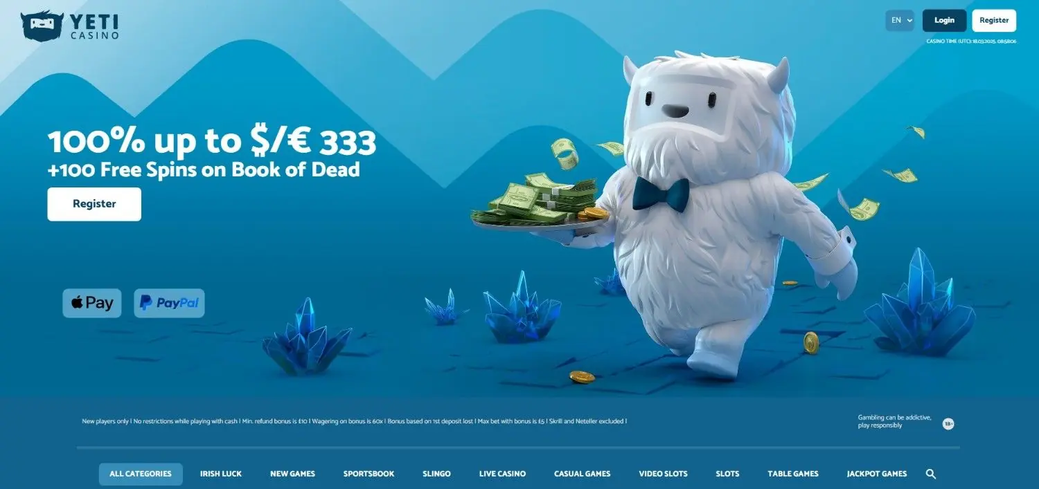 Yeti Casino Homepage Yeti Casino homepage
