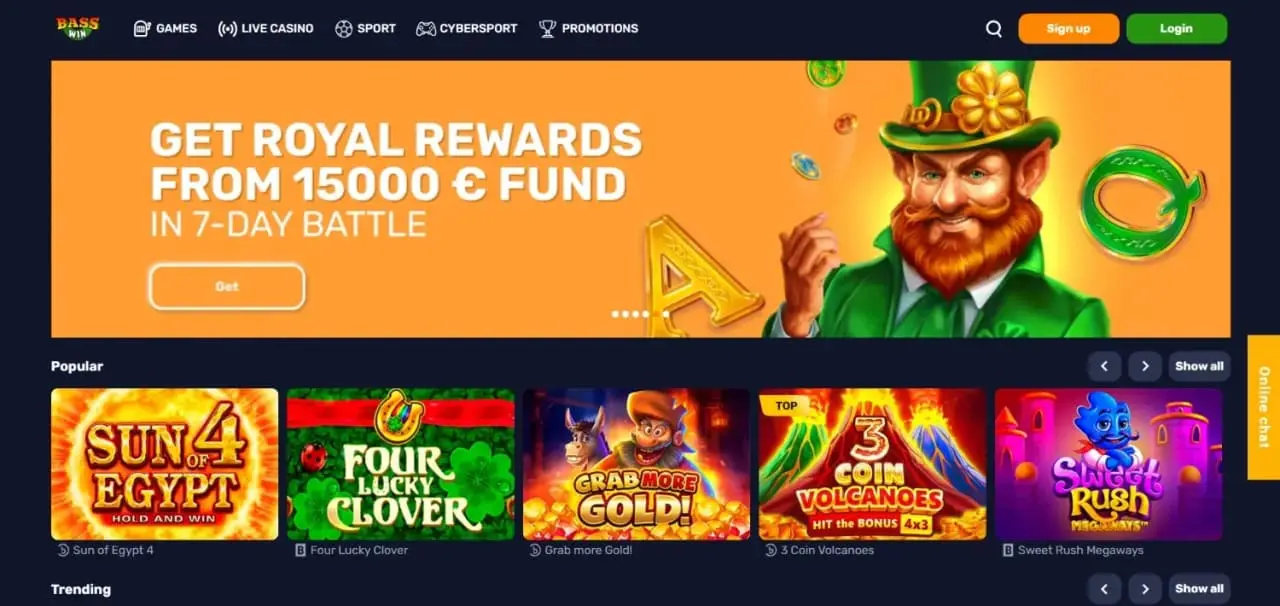 Bass Win Homepage Bass Win homepage screenshot
